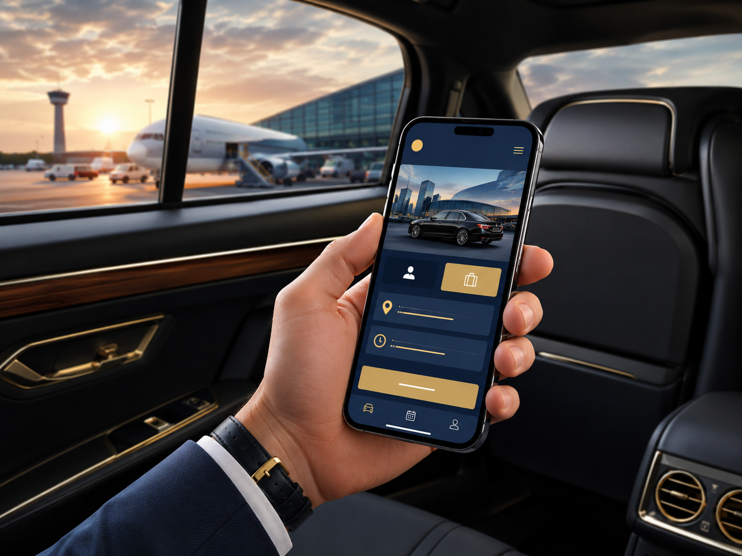 Transfer booking app on a phone